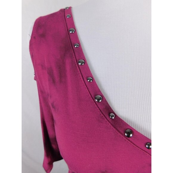 Rock & Republic Tie Dye Studded Cold Shoulder Tee M - Picture 3 of 11